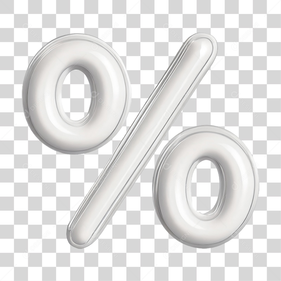 Ícone 3D Porcentagem % PNG Transparente