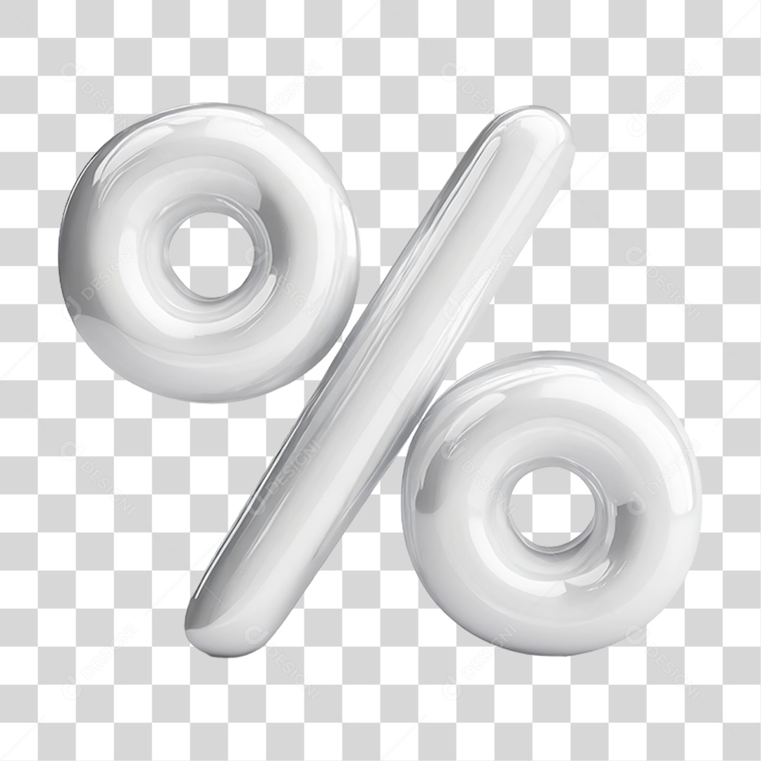 Ícone 3D Porcentagem % PNG Transparente
