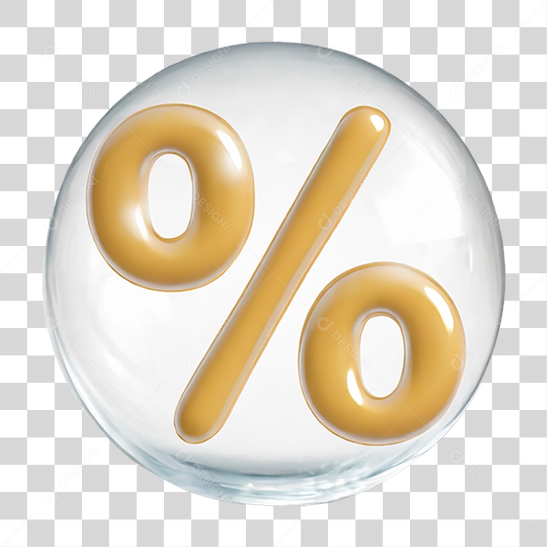Ícone 3D Porcentagem % PNG Transparente