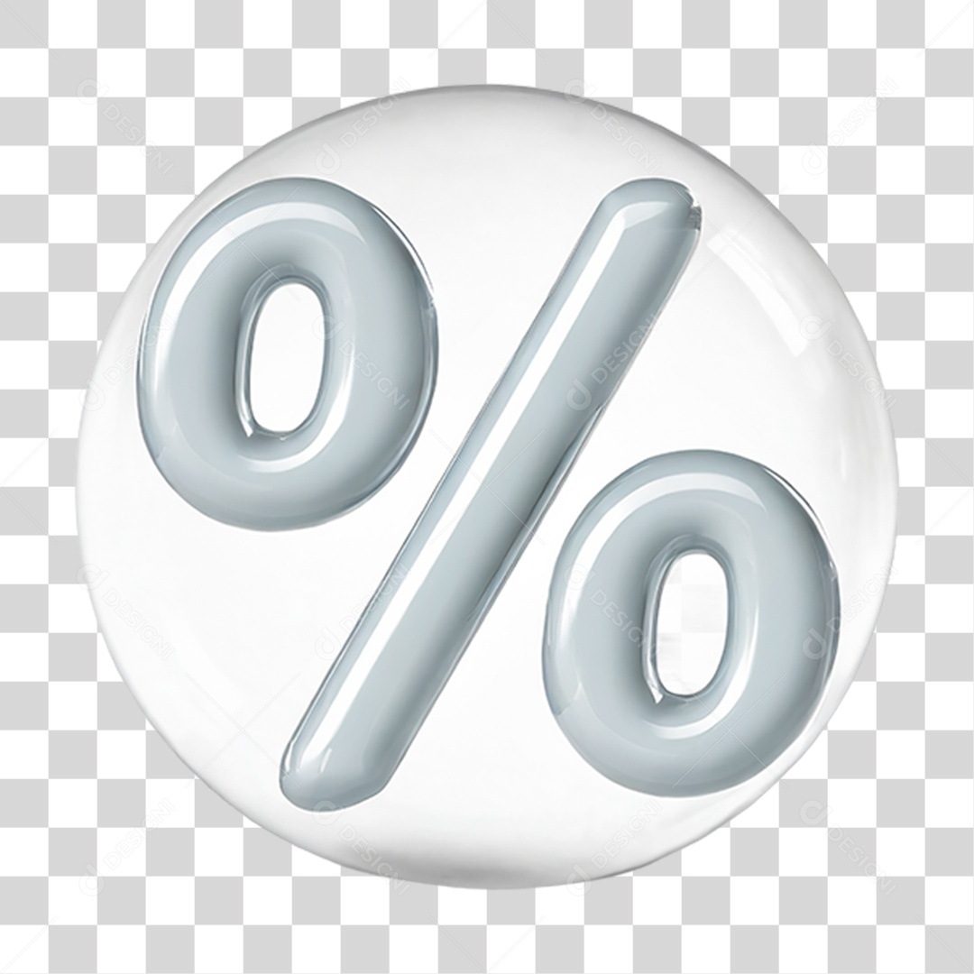 Ícone 3D Porcentagem % PNG Transparente
