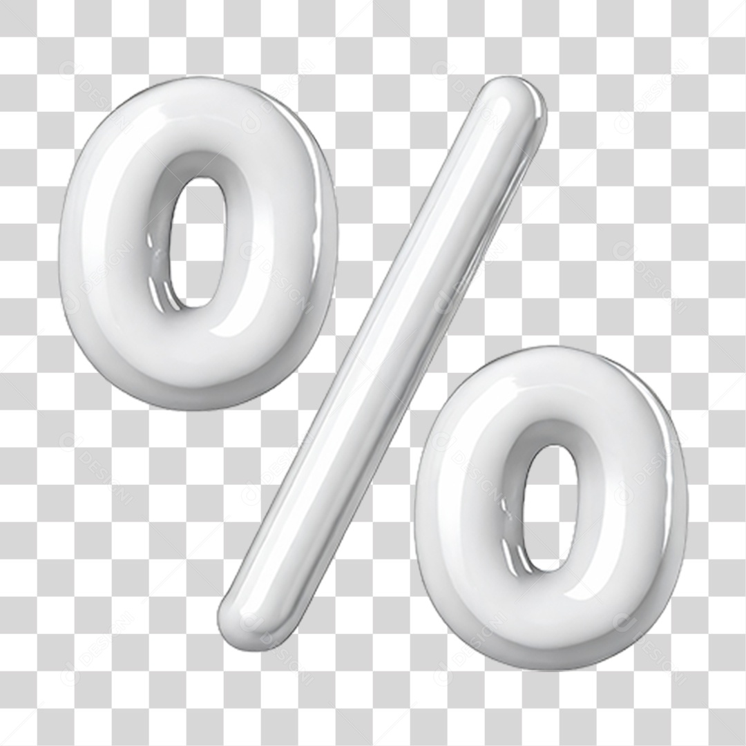 Ícone 3D Porcentagem % PNG Transparente