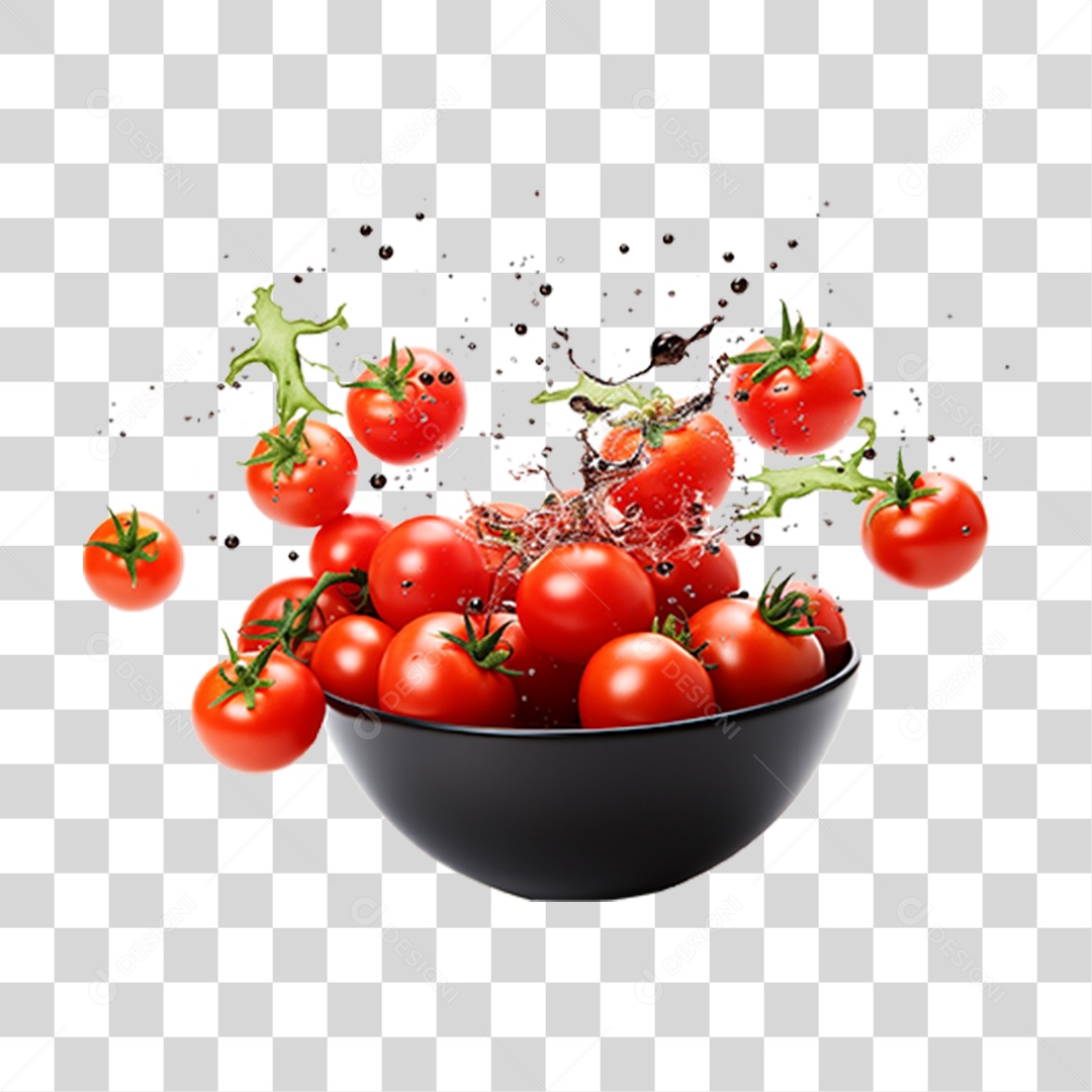 Vários Tomates em Vasilha PNG Transparente