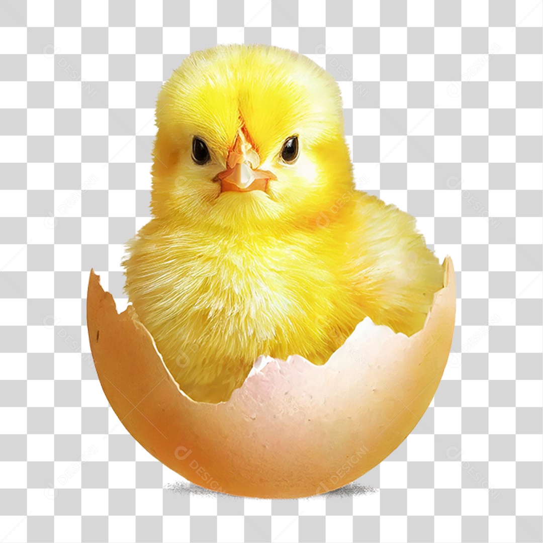 Pintinho Amarelo Saindo do Ovo PNG Transparente