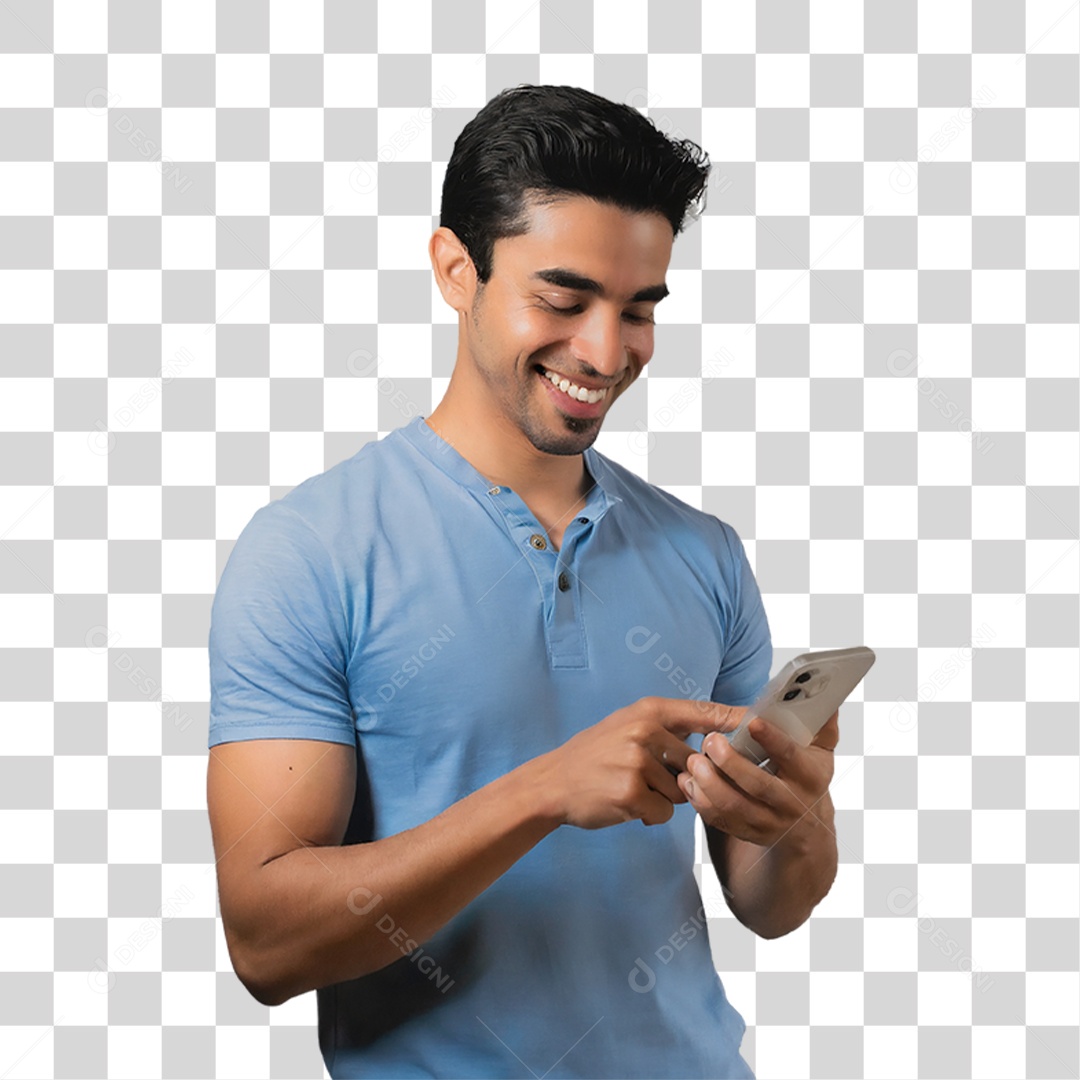 Homem Segurando Celular PNG Transparente