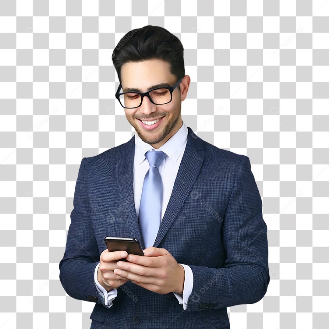 Businessman Holding Cell Phone Transparent PNG