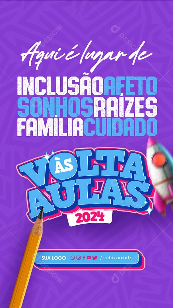 Story Back to School: Here's a Place of Inclusion, Affection, Dreams, Roots, Family, Social Media, Editable PSD