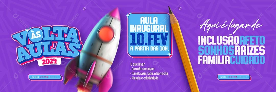 Carrossel Volta às Aulas 2024 Aqui é Lugar de Inclusão Afeto Sonhos Raízes Família Social Media PSD Editável