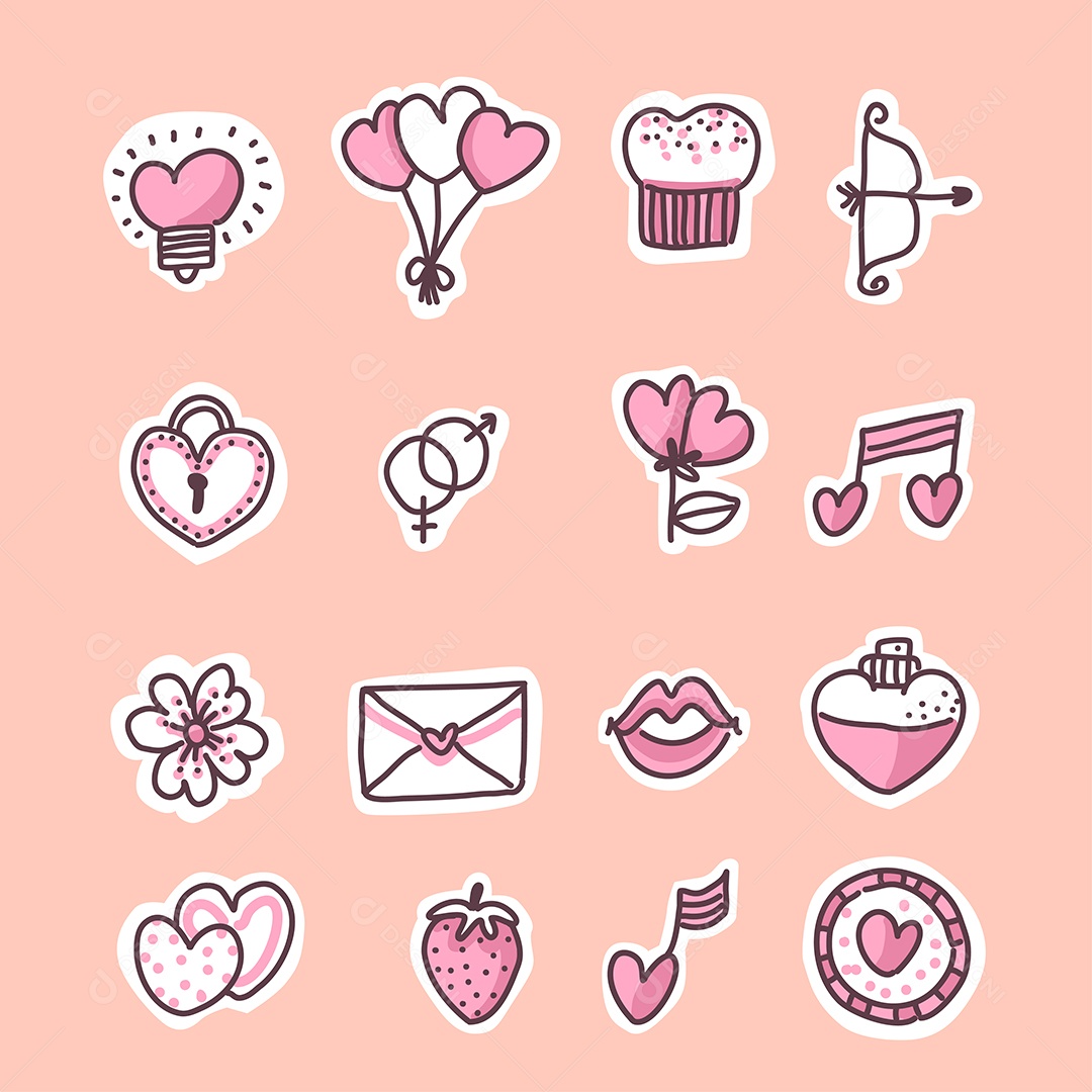 Desenhos dos Dia dos Namorados Ilustração Vetor EPS