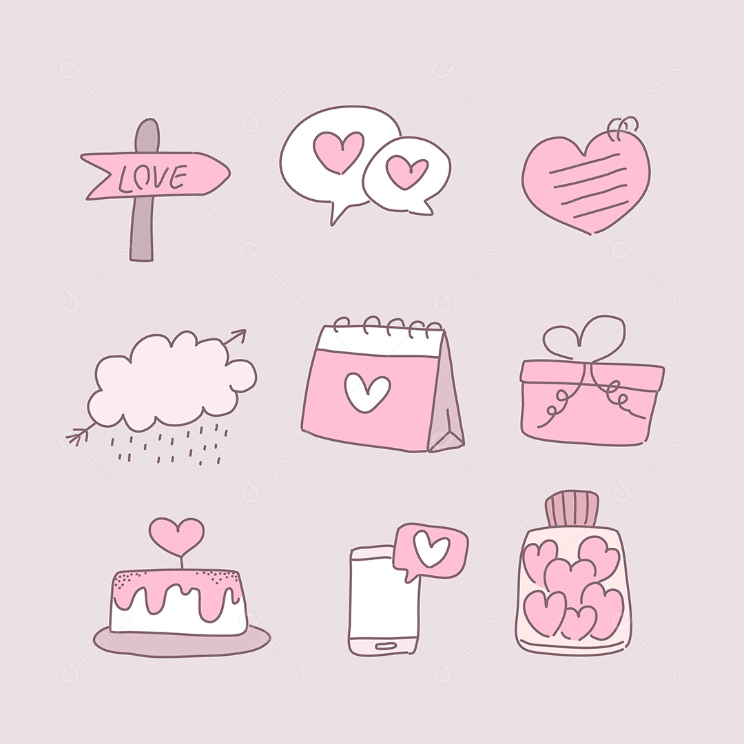 Desenhos dos Dia dos Namorados Ilustração Vetor EPS