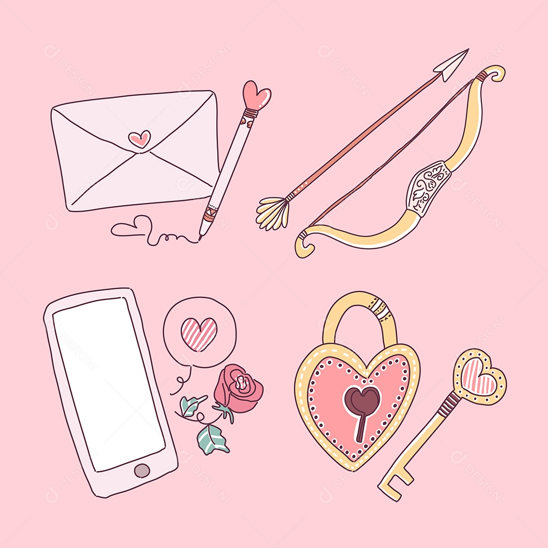 Desenhos dos Dia dos Namorados Ilustração Vetor EPS