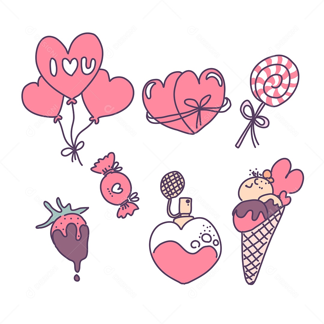 Desenhos dos Dia dos Namorados Ilustração Vetor EPS