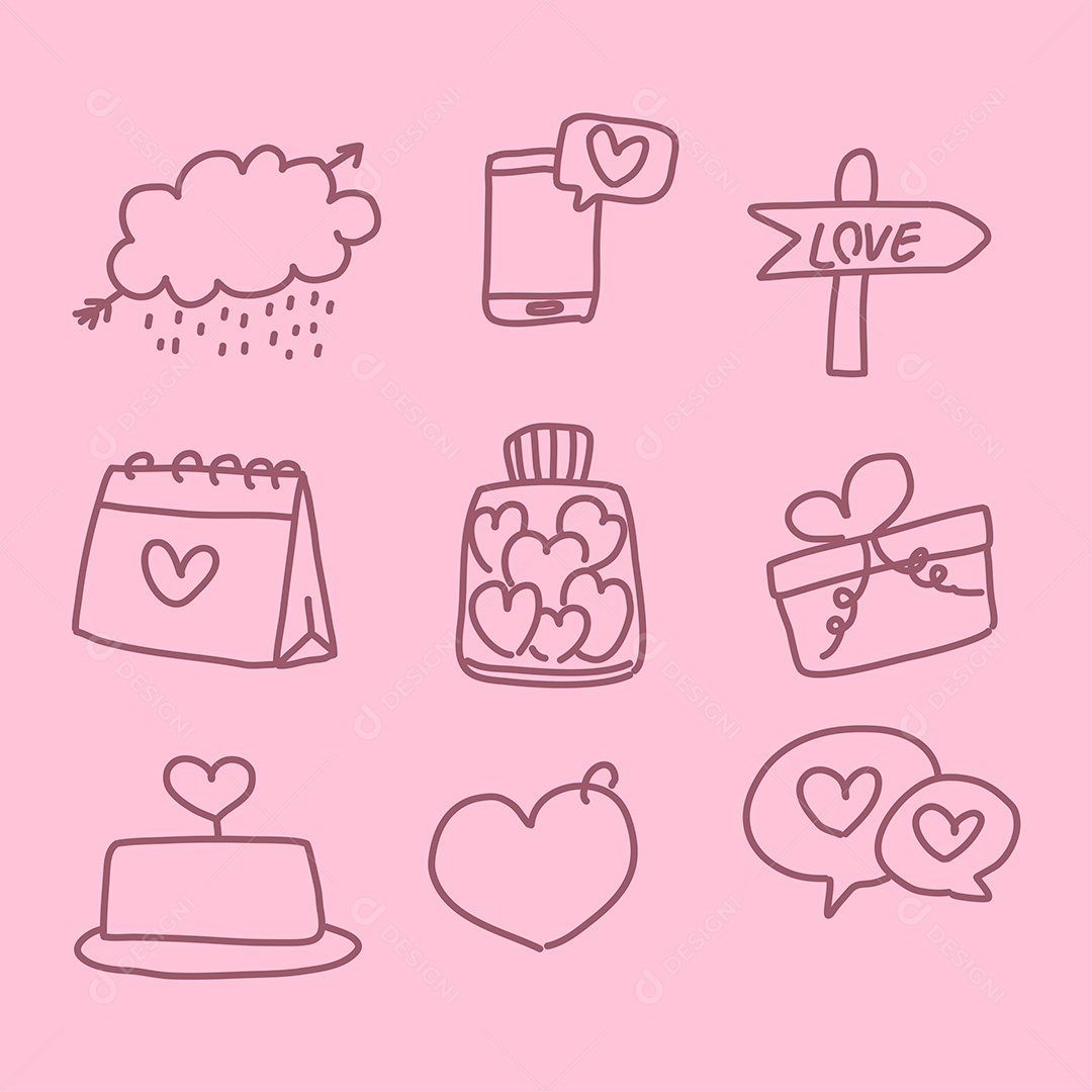 Desenhos dos Dia dos Namorados Ilustração Vetor EPS