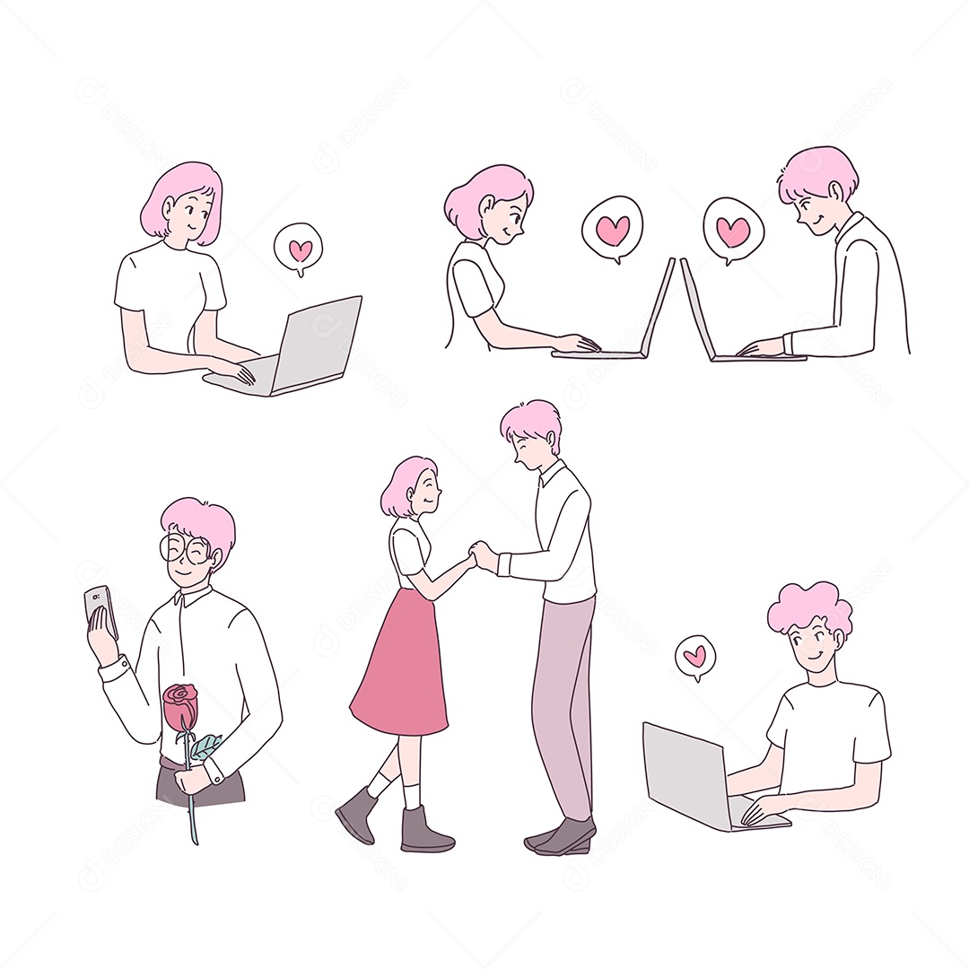 Desenhos dos Dia dos Namorados Ilustração Vetor EPS