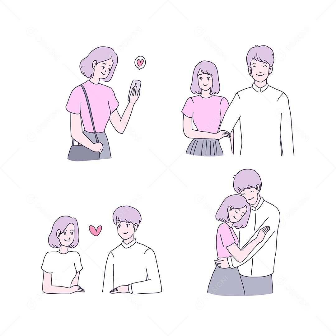 Desenhos dos Dia dos Namorados Ilustração Vetor EPS