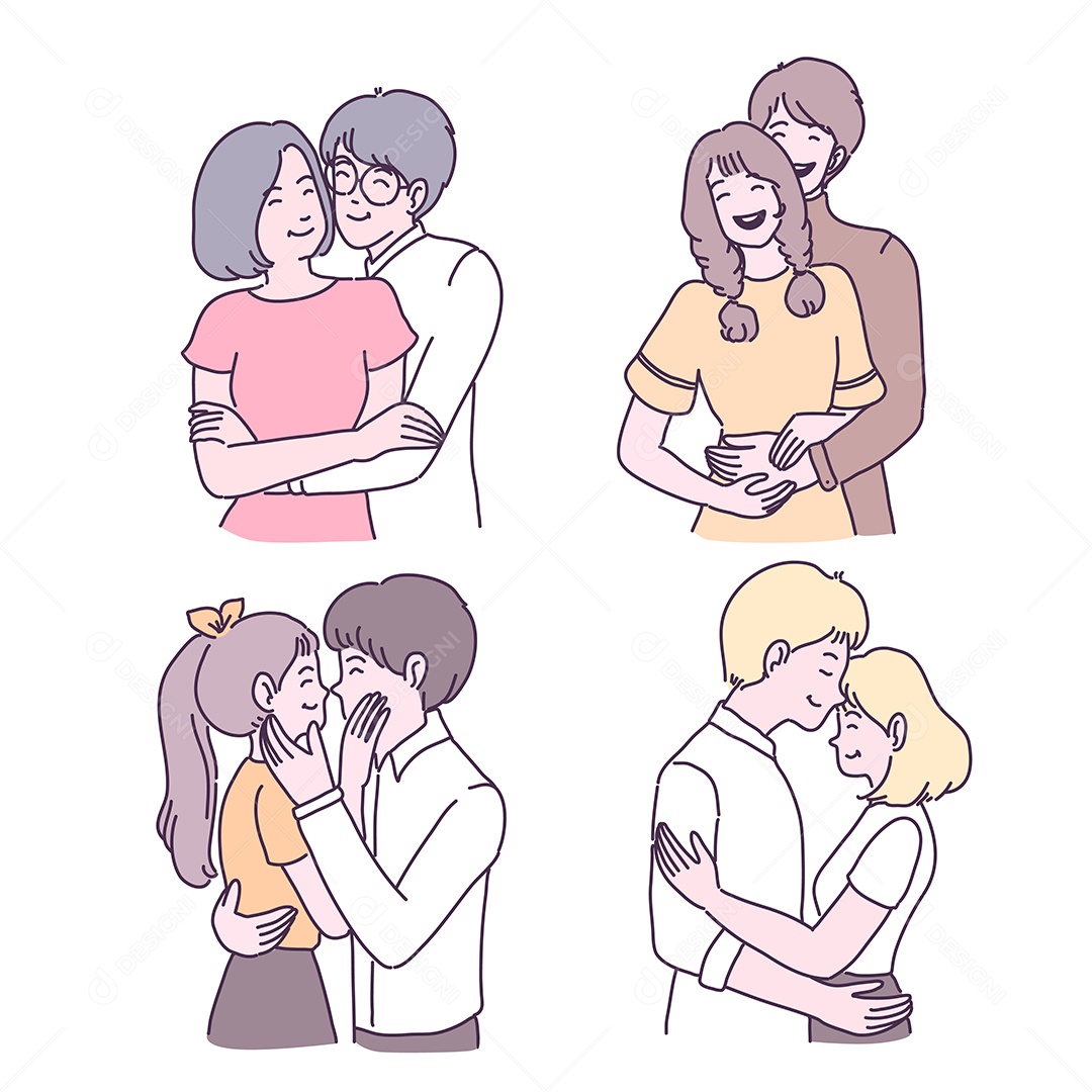 Desenhos dos Dia dos Namorados Ilustração Vetor EPS