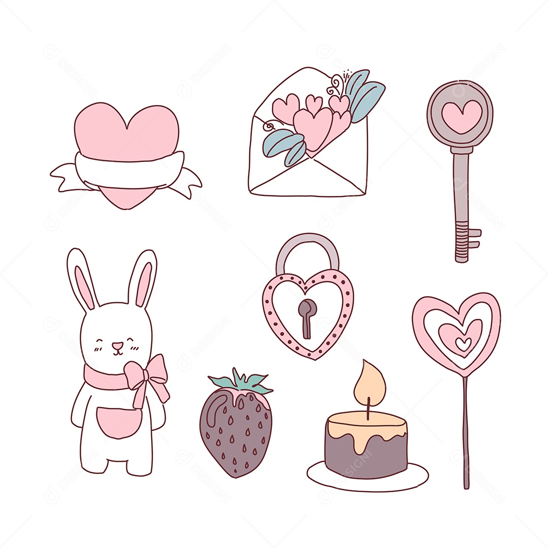 Desenhos dos Dia dos Namorados Ilustração Vetor EPS