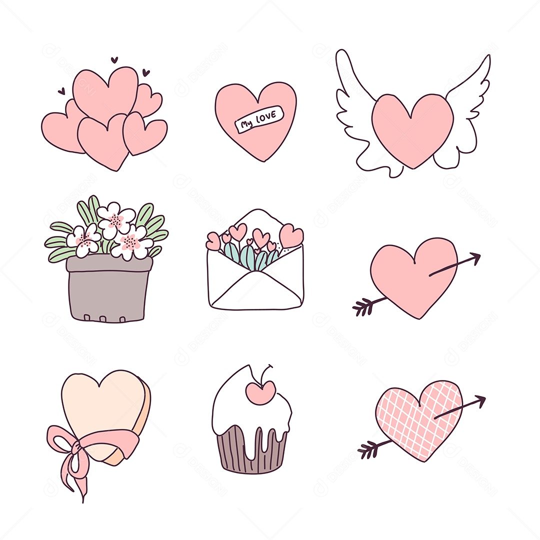 Desenhos dos Dia dos Namorados Ilustração Vetor EPS