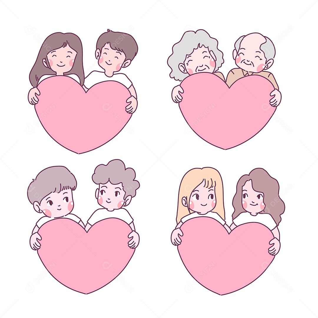 Desenhos dos Dia dos Namorados Ilustração Vetor EPS