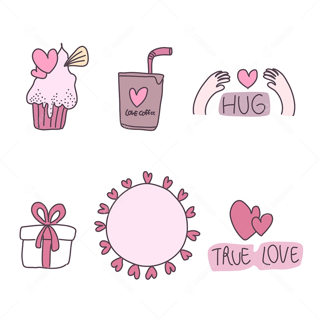 Desenhos dos Dia dos Namorados Ilustração Vetor EPS