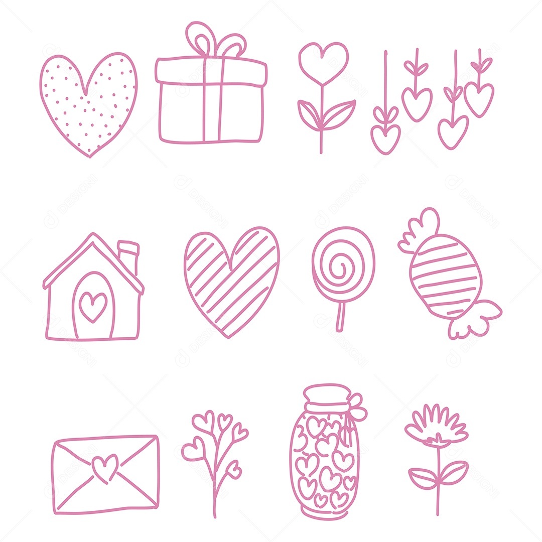 Desenhos dos Dia dos Namorados Ilustração Vetor EPS