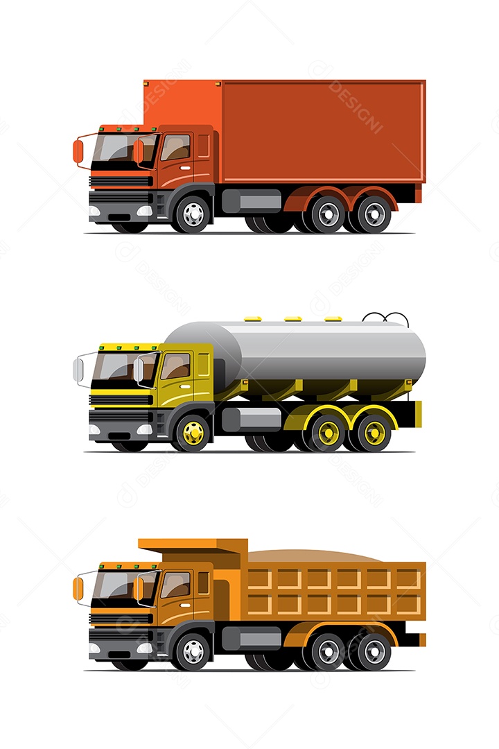 Conjunto de Caminhões Ilustração Vetor EPS