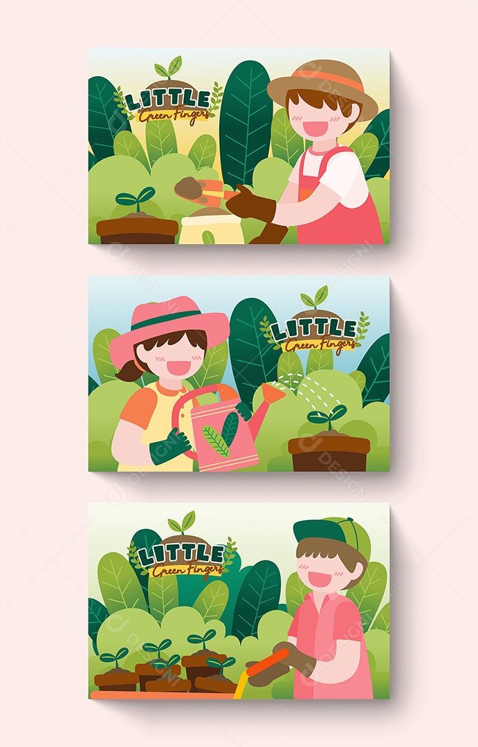 Personagens de Jardinagem Ilustração Vetor EPS