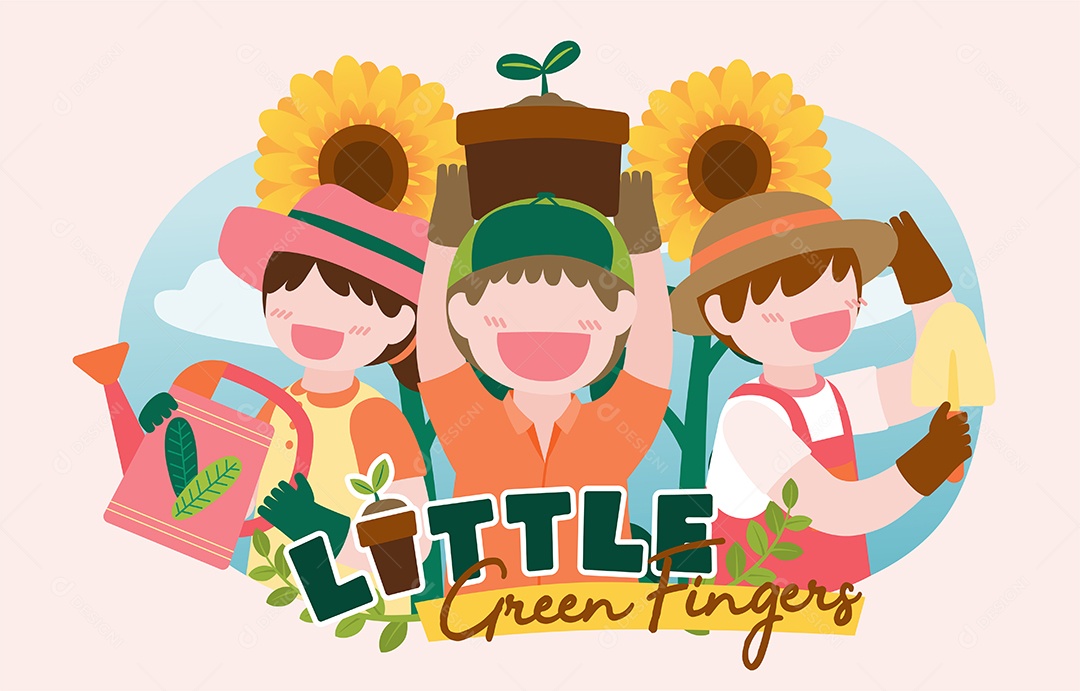 Personagens de Jardinagem Ilustração Vetor EPS