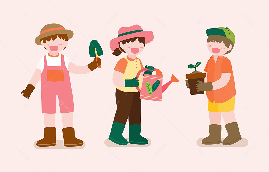 Personagens de Jardinagem Ilustração Vetor EPS