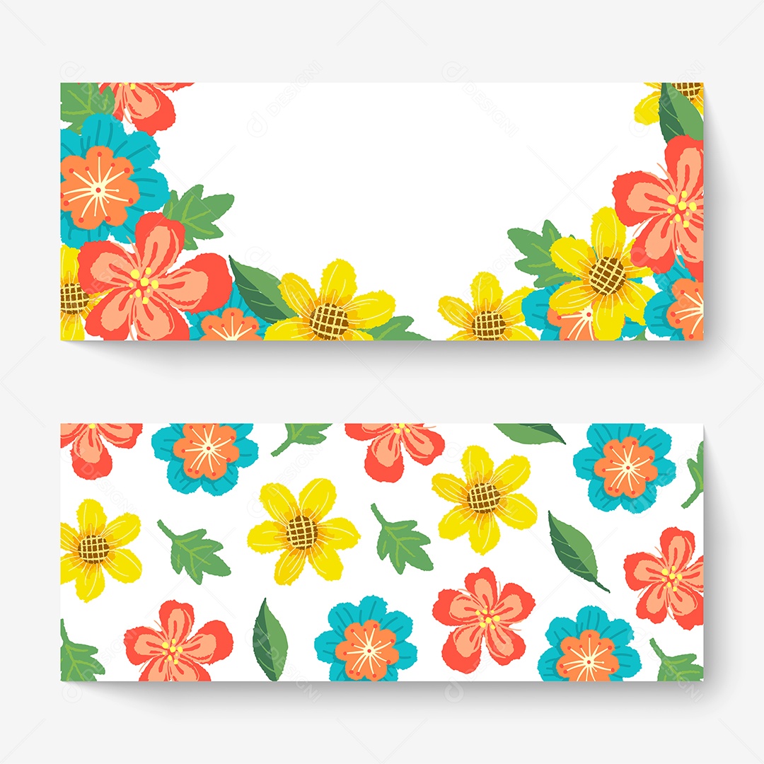 Banner de Flores de Primavera Ilustração Vetor EPS