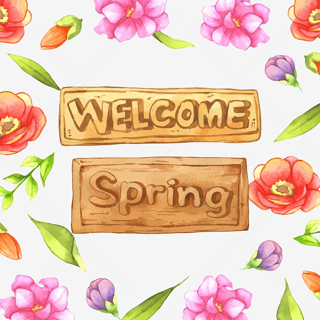 Bem Vinda Primavera Ilustração Vetor EPS