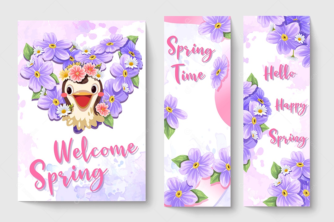 Modelo de Convite de Primavera Ilustração Vetor EPS