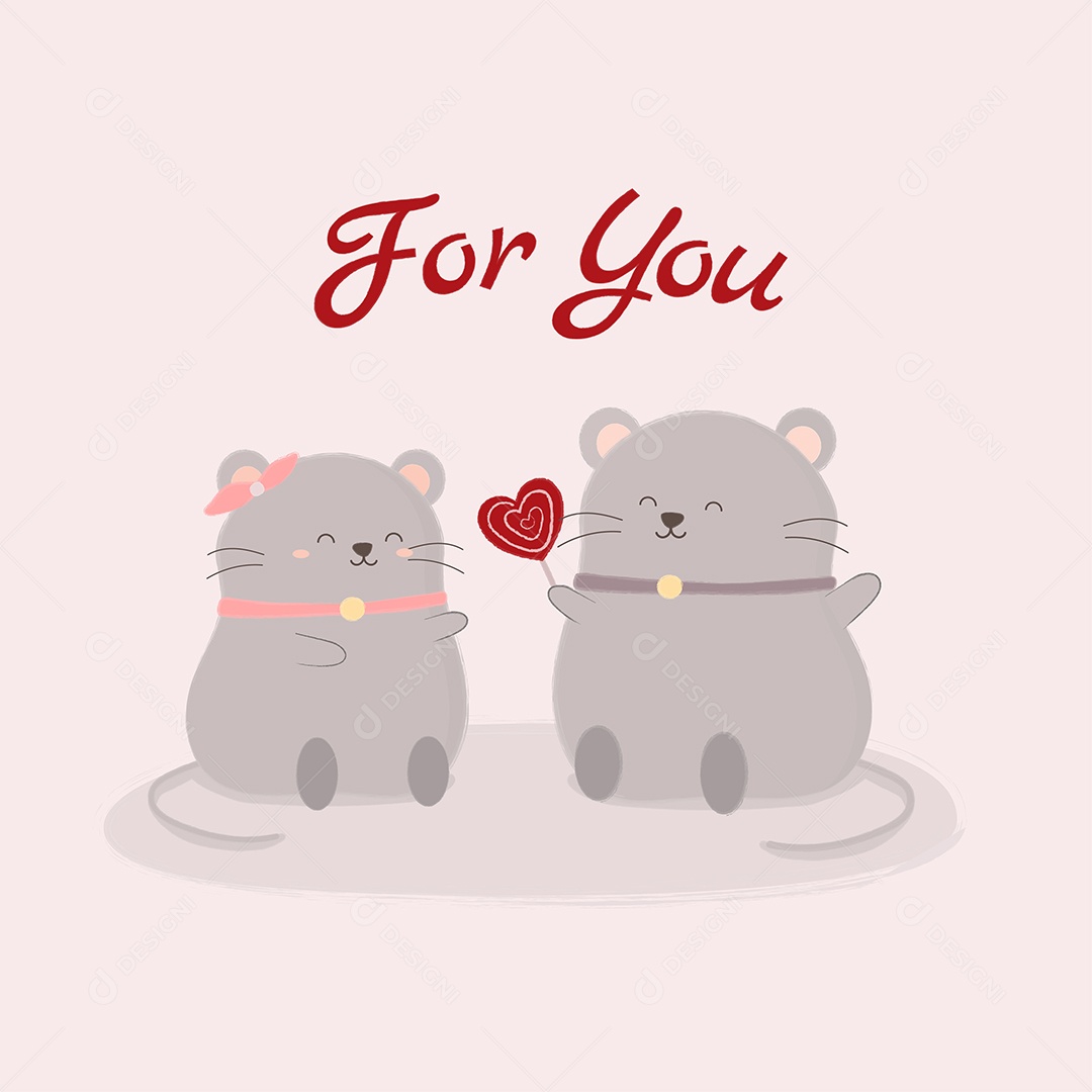 Casal de Animais Dia dos Namorados Ilustração Vetor EPS