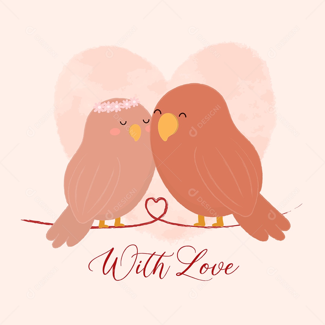 Casal de Animais Dia dos Namorados Ilustração Vetor EPS