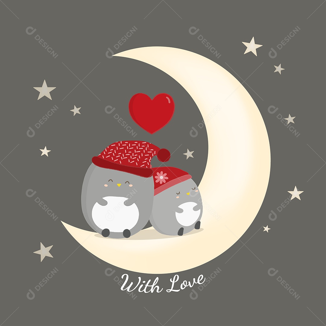 Casal de Animais Dia dos Namorados Ilustração Vetor EPS