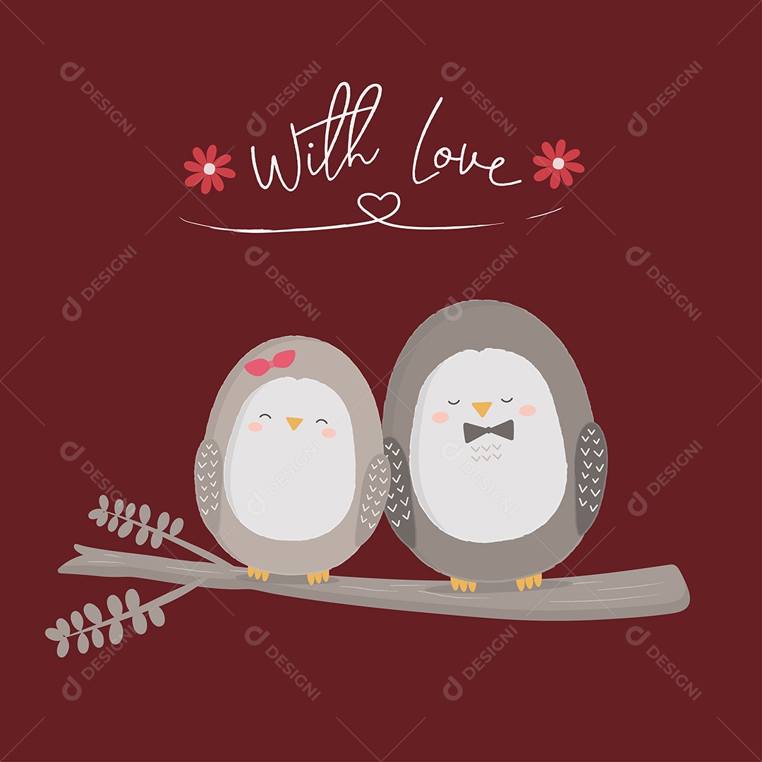 Casal de Animais Dia dos Namorados Ilustração Vetor EPS