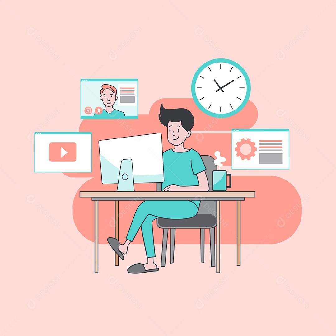 Home Office Ilustração Vetor EPS