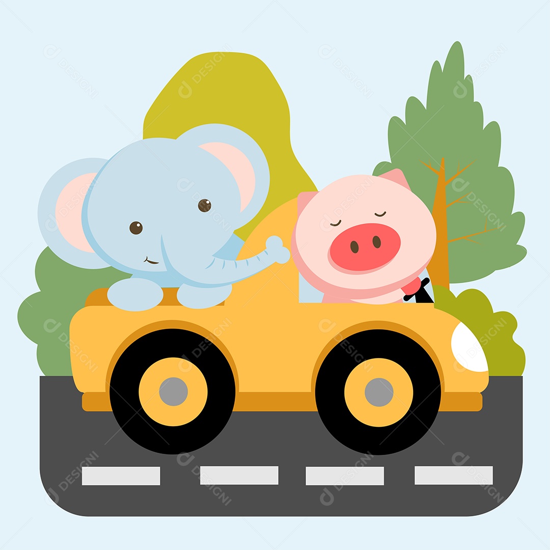 Animais de Carro Ilustração Vetor EPS