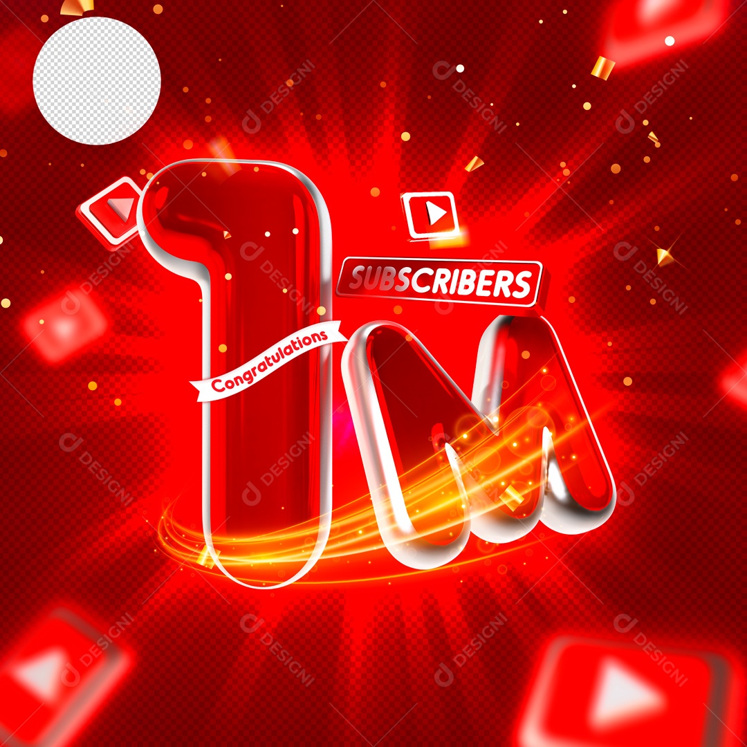 Social Media 1M Inscritos Youtube PSD Editável