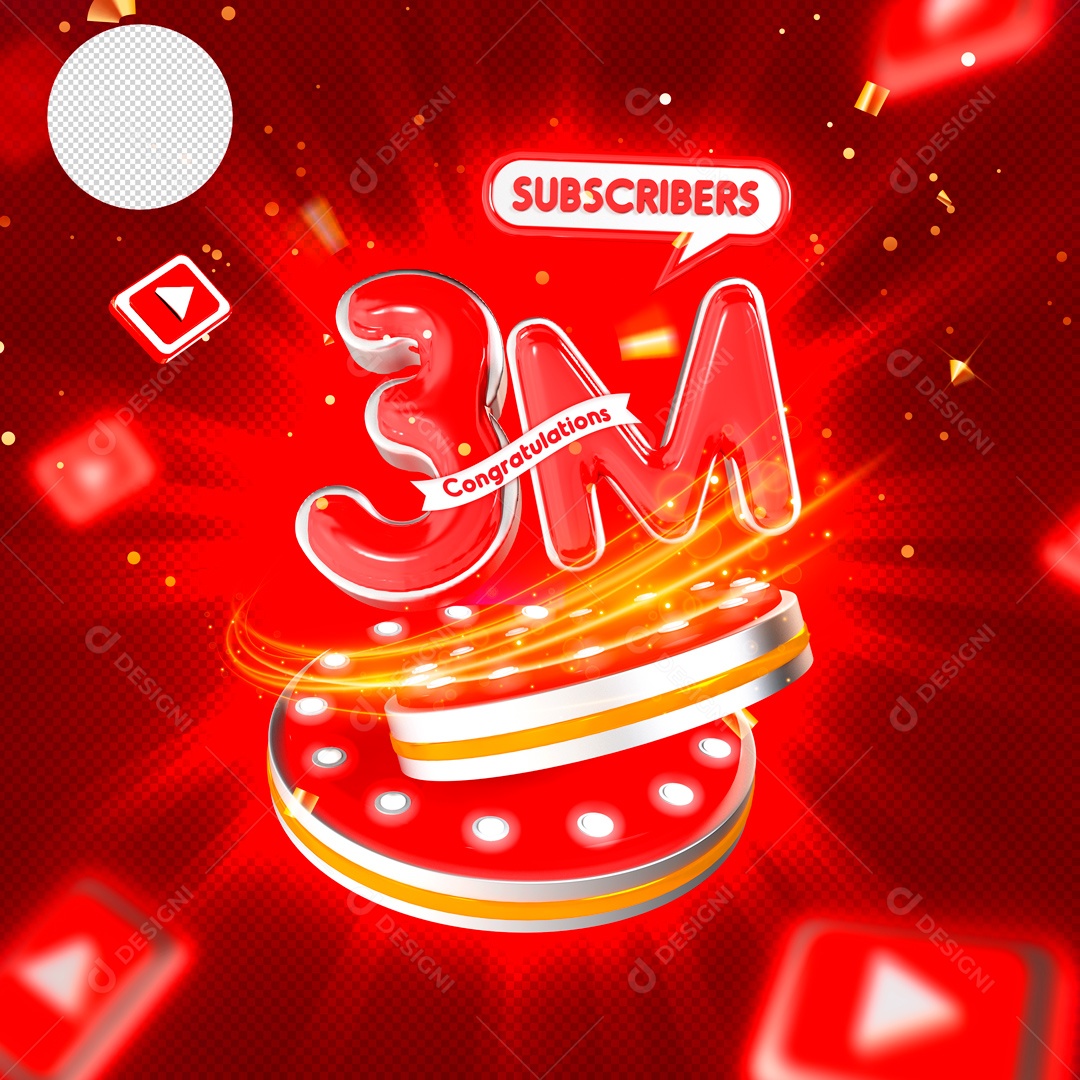 Social Media 3M Inscritos Youtube PSD Editável