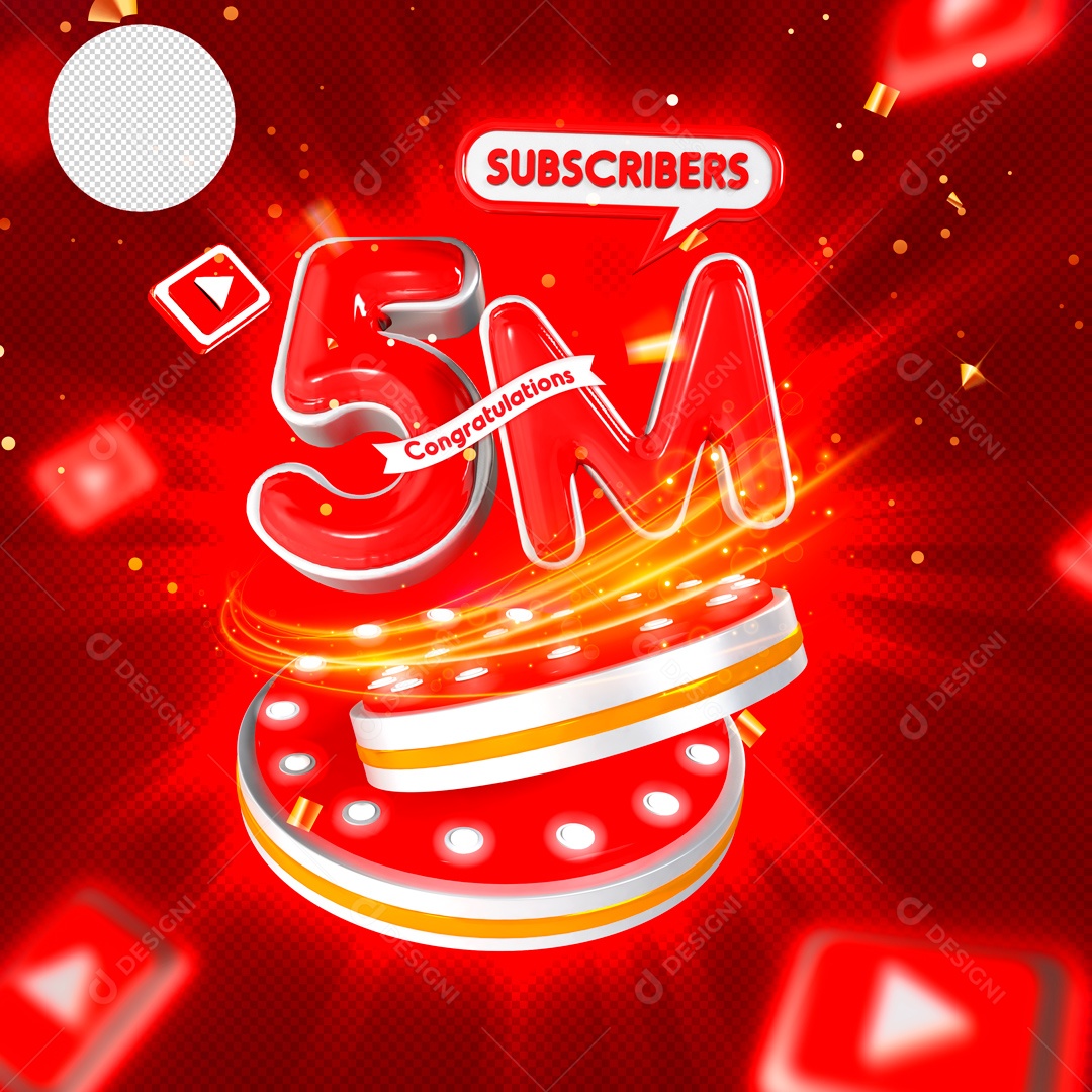 Social Media 5M Inscritos Youtube PSD Editável