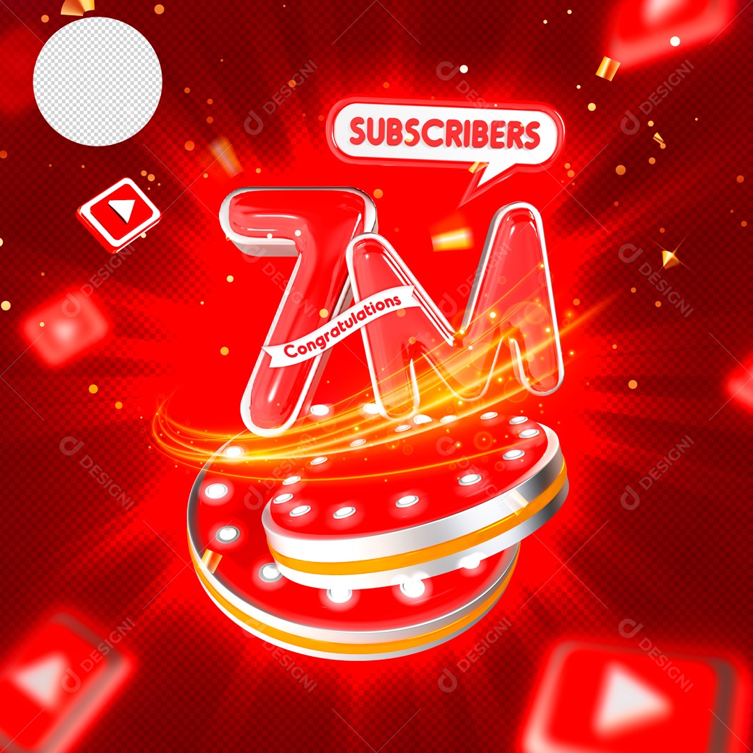 Social Media 7M Inscritos Youtube PSD Editável