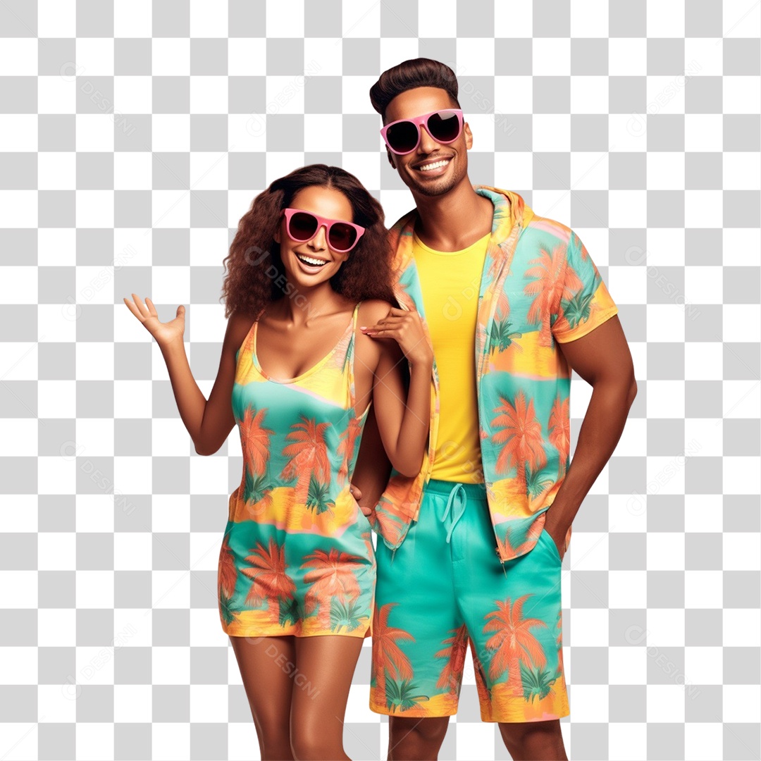 Casal Curtindo Verão Praias PNG Transparente