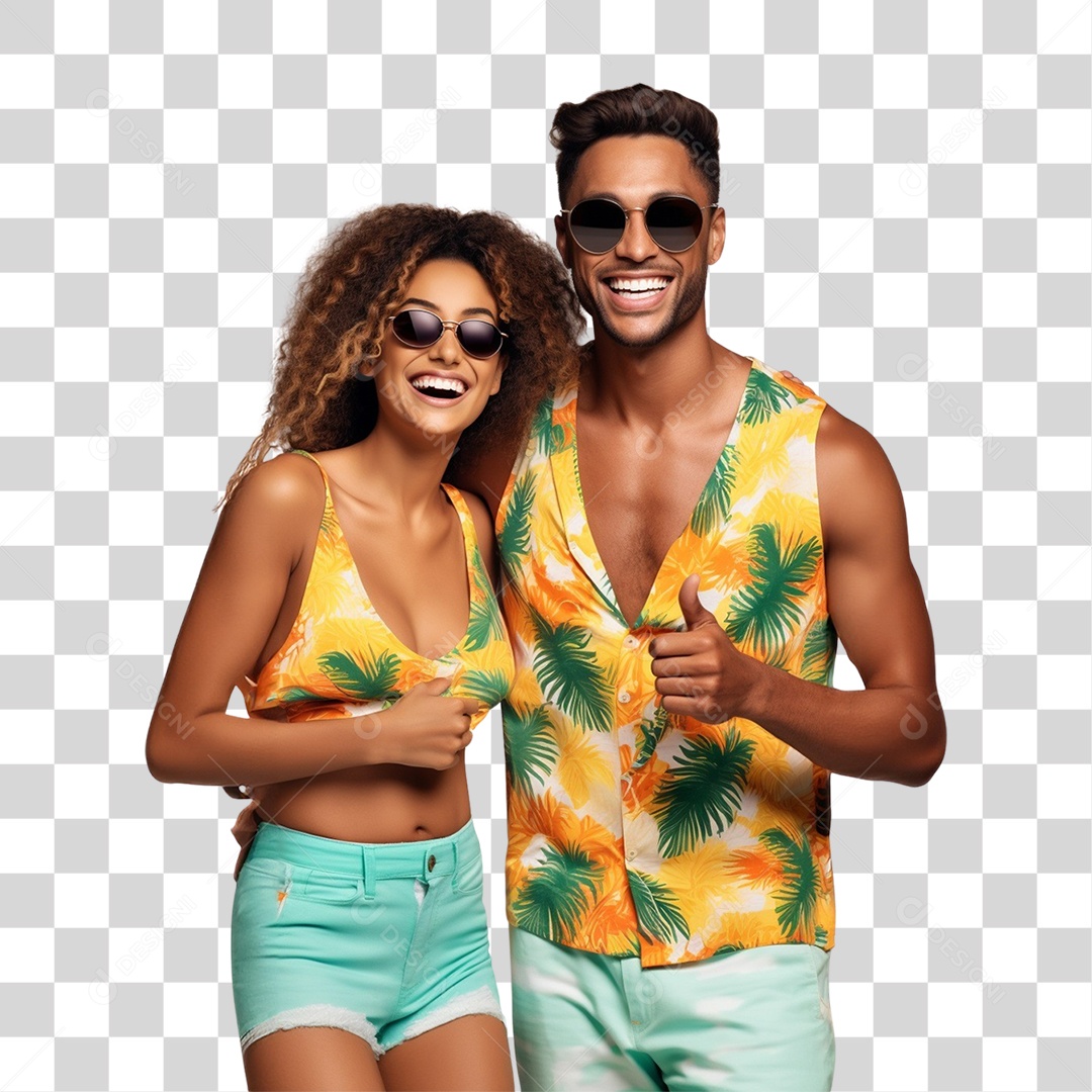Casal Curtindo Verão Praias PNG Transparente
