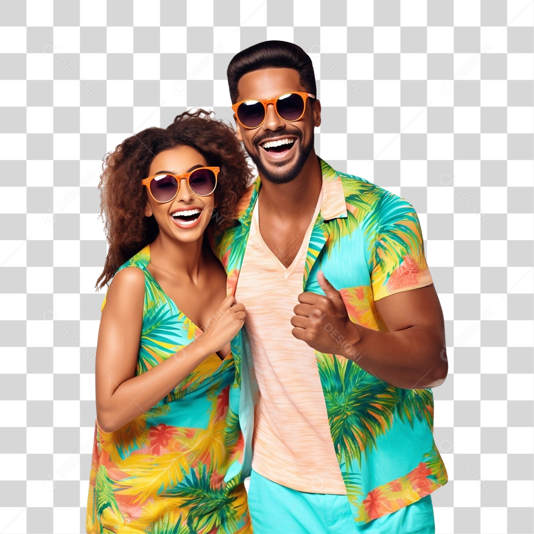 Casal Curtindo Verão Praias PNG Transparente