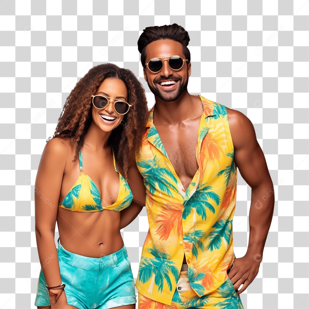 Casal Curtindo Verão Praias PNG Transparente