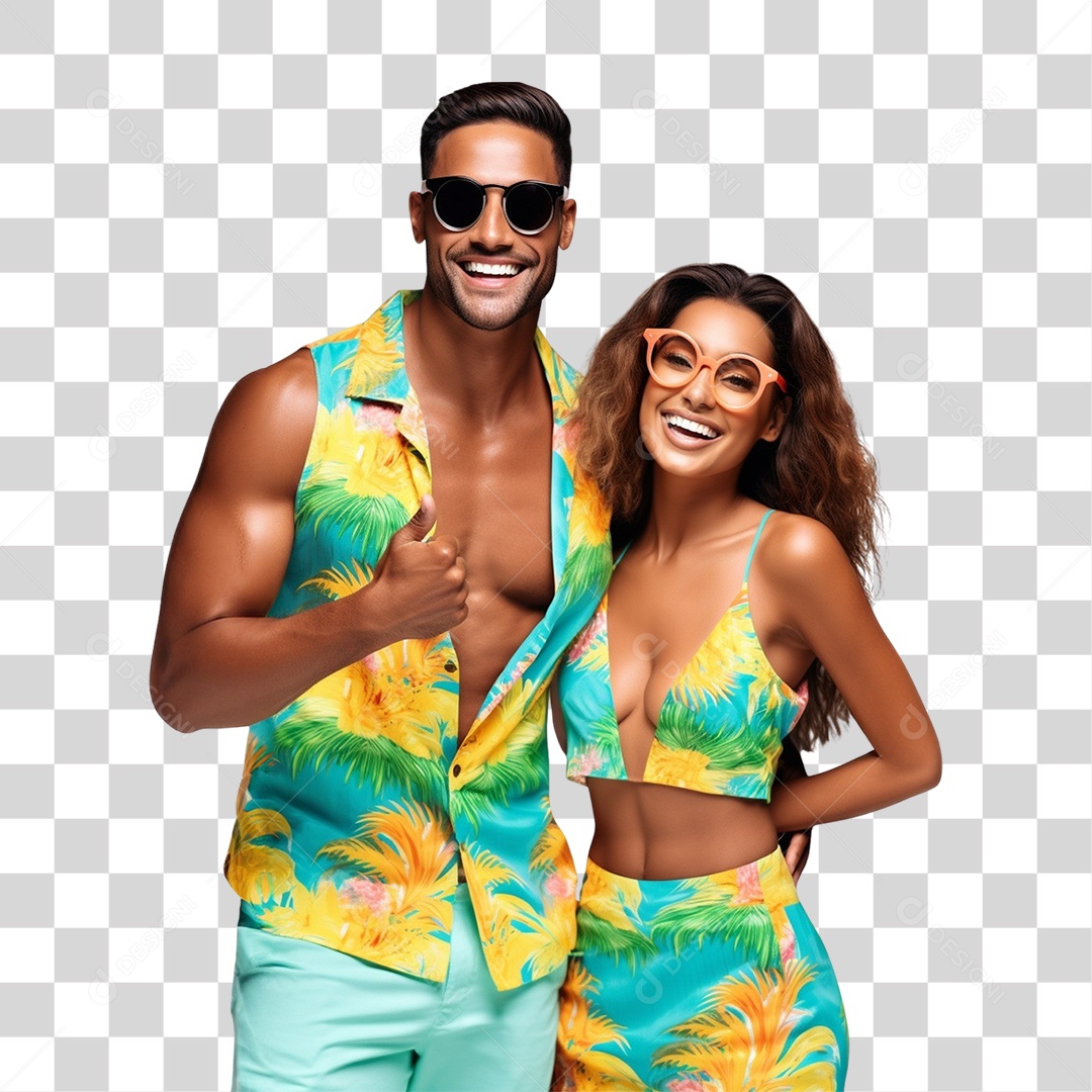 Casal Curtindo Verão Praias PNG Transparente