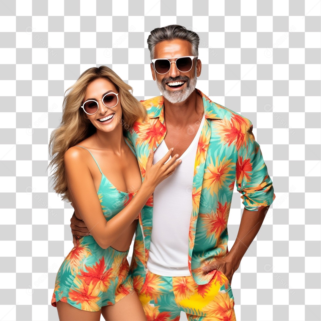 Casal Curtindo Verão Praias PNG Transparente