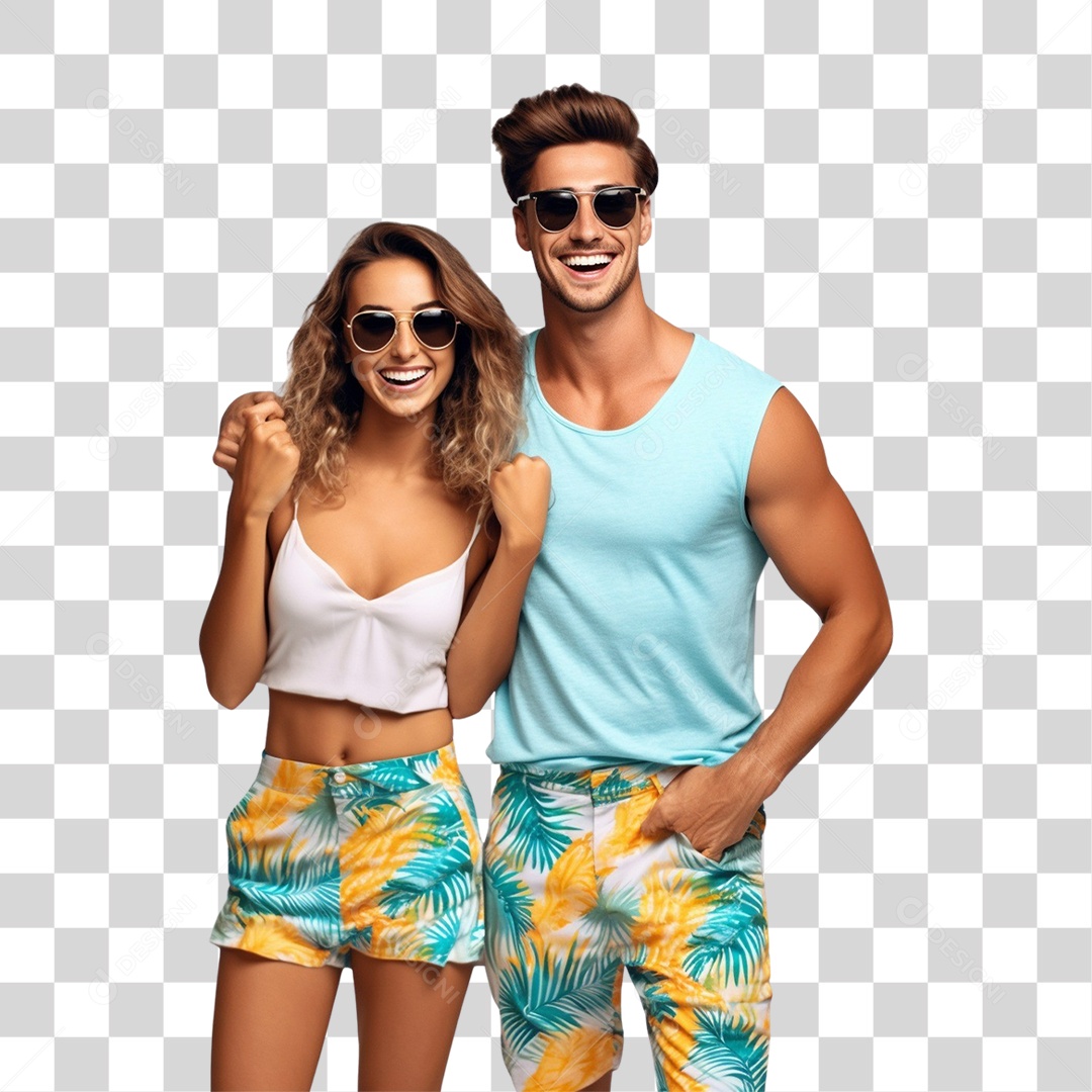 Casal Curtindo Verão Praias PNG Transparente