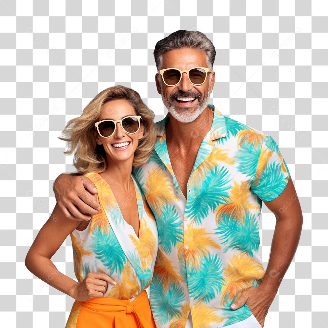 Casal Curtindo Verão Praias PNG Transparente