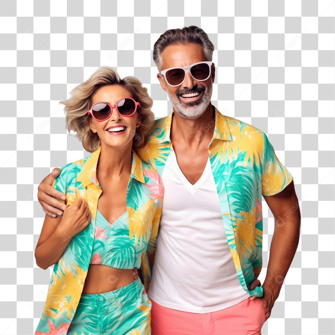 Casal Curtindo Verão Praias PNG Transparente